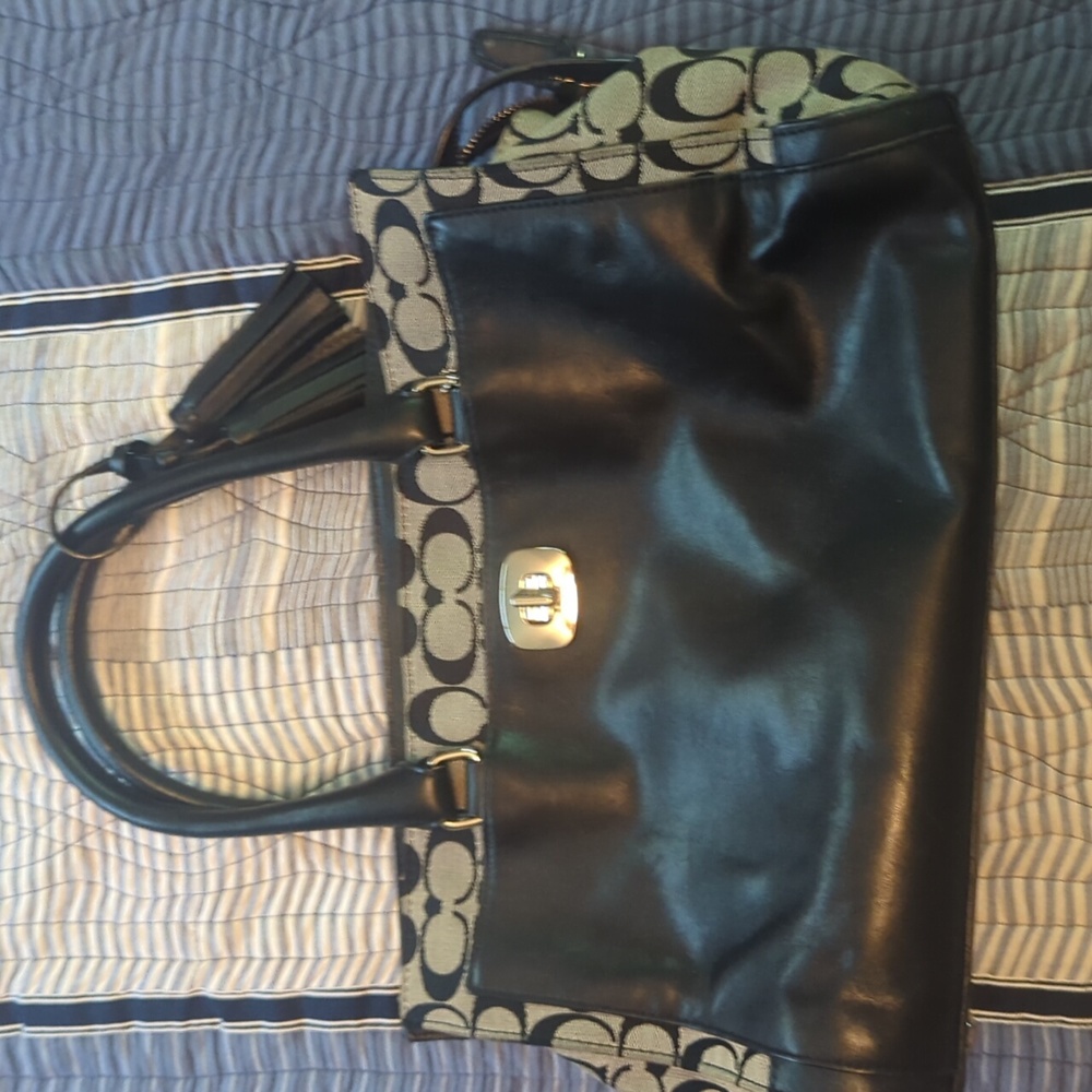 Coach black and gray purse